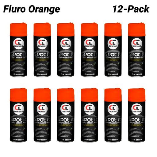 Chemtools CT-SP-350FO-12PK 12-Pack 350G Aerosol Spot It Survey & Spot Marking Paint - Fluro Orange
