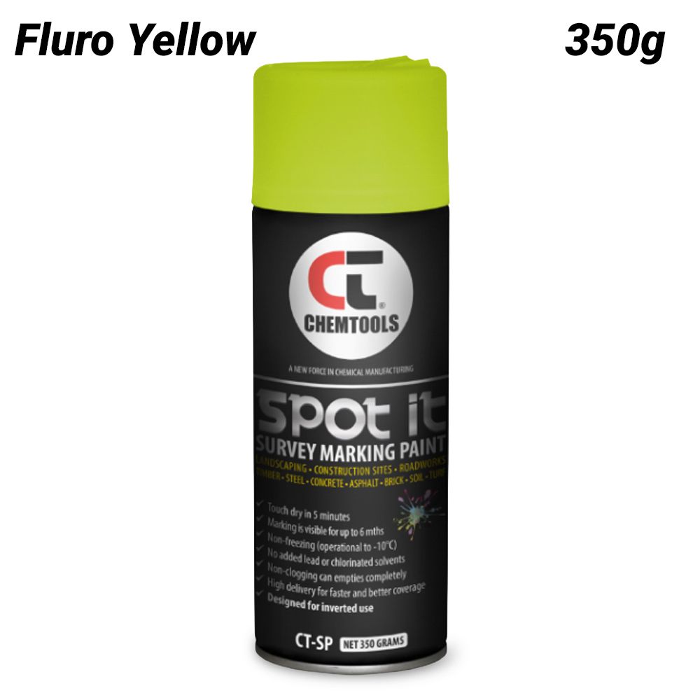 Chemtools CT-SP-350FY-12PK 12-Pack 350G Aerosol Spot It Survey & Spot Marking Paint - Fluro Yellow – image 3