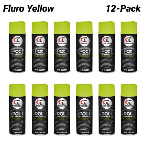 Chemtools CT-SP-350FY-12PK 12-Pack 350G Aerosol Spot It Survey & Spot Marking Paint - Fluro Yellow