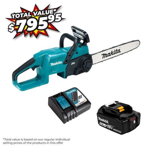 [Pre-Order] Makita DUC407RT 18V 5.0Ah Li-ion Cordless Brushless 400mm (16") Chainsaw Value Pack Combo Kit