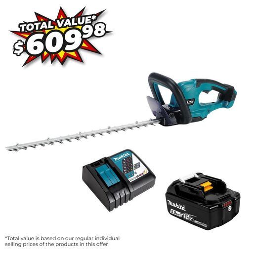 Makita DUH507RT 18V 5.0Ah Li-ion Cordless 500mm (20") Hedge Trimmer Value Pack Combo Kit