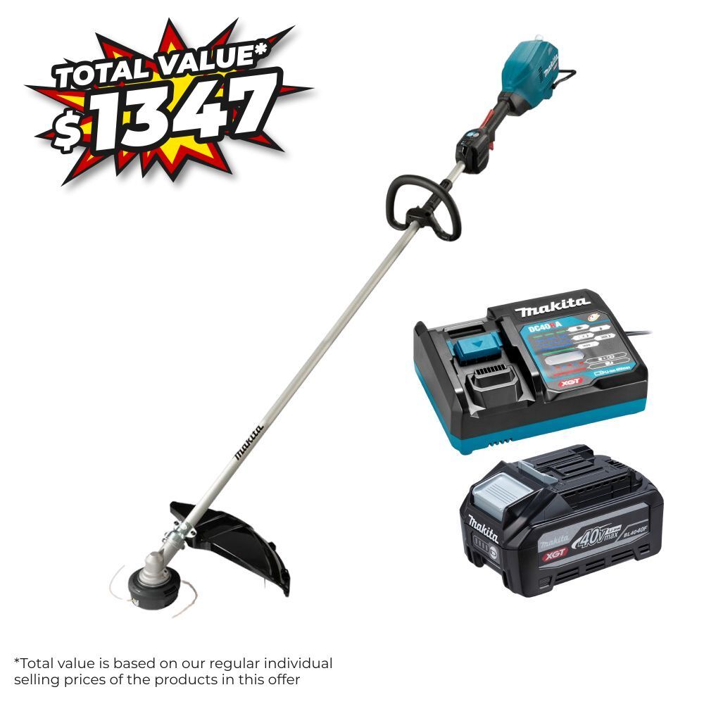 [Pre-Order] Makita UR007GU101 40V MAX XGT 4.0Ah Cordless Brushless 430mm Loop Handle Line Trimmer Value Pack Combo Kit – image 1