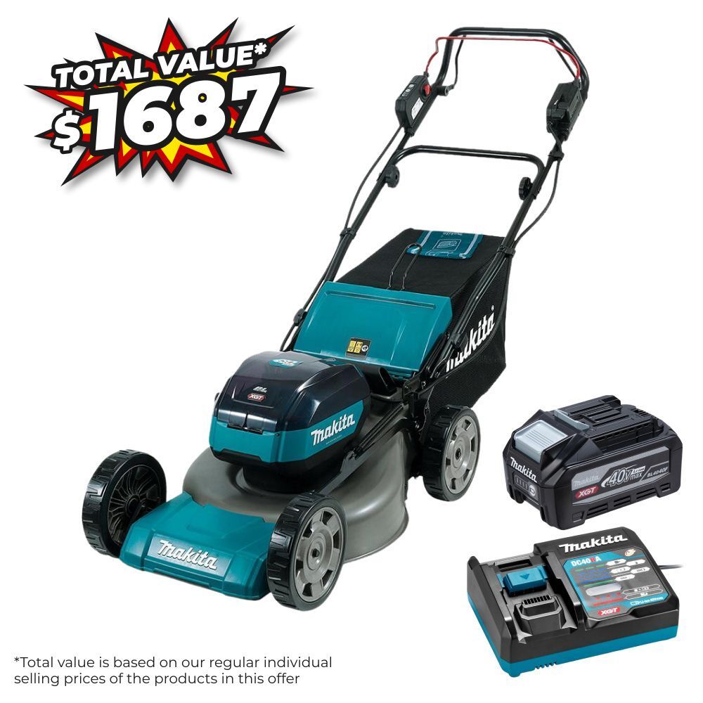 [Pre-Order] Makita LM001GU101 40V MAX XGT 4.0Ah Li-ion Brushless Cordless 480mm (19") Lawn Mower Value Pack Combo Kit – image 1
