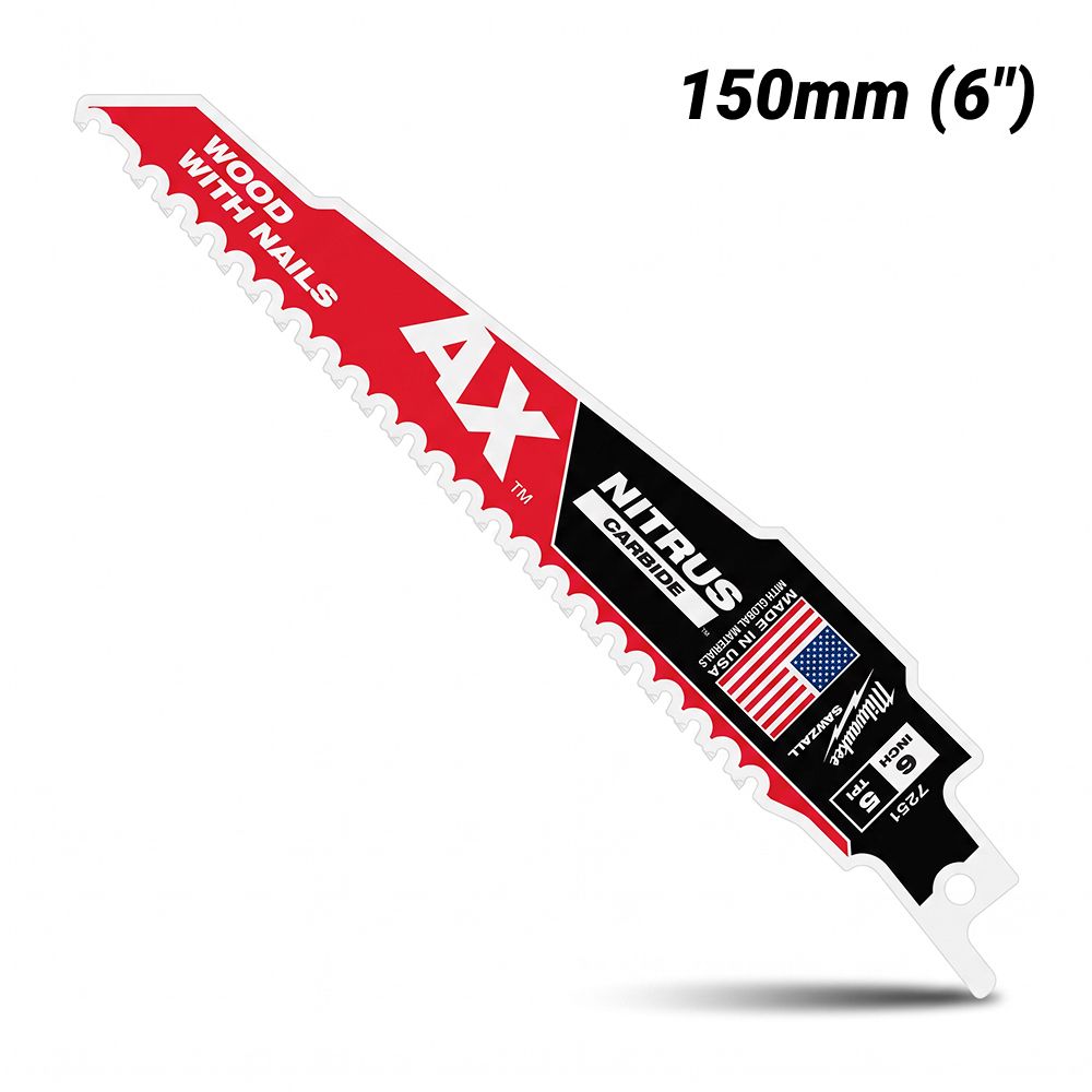 [Pre-Order] Milwaukee 48477251 150mm (6") 5TPI SAWZALL™ The AX™ with NITRUS CARBIDE™ Blade – image 1