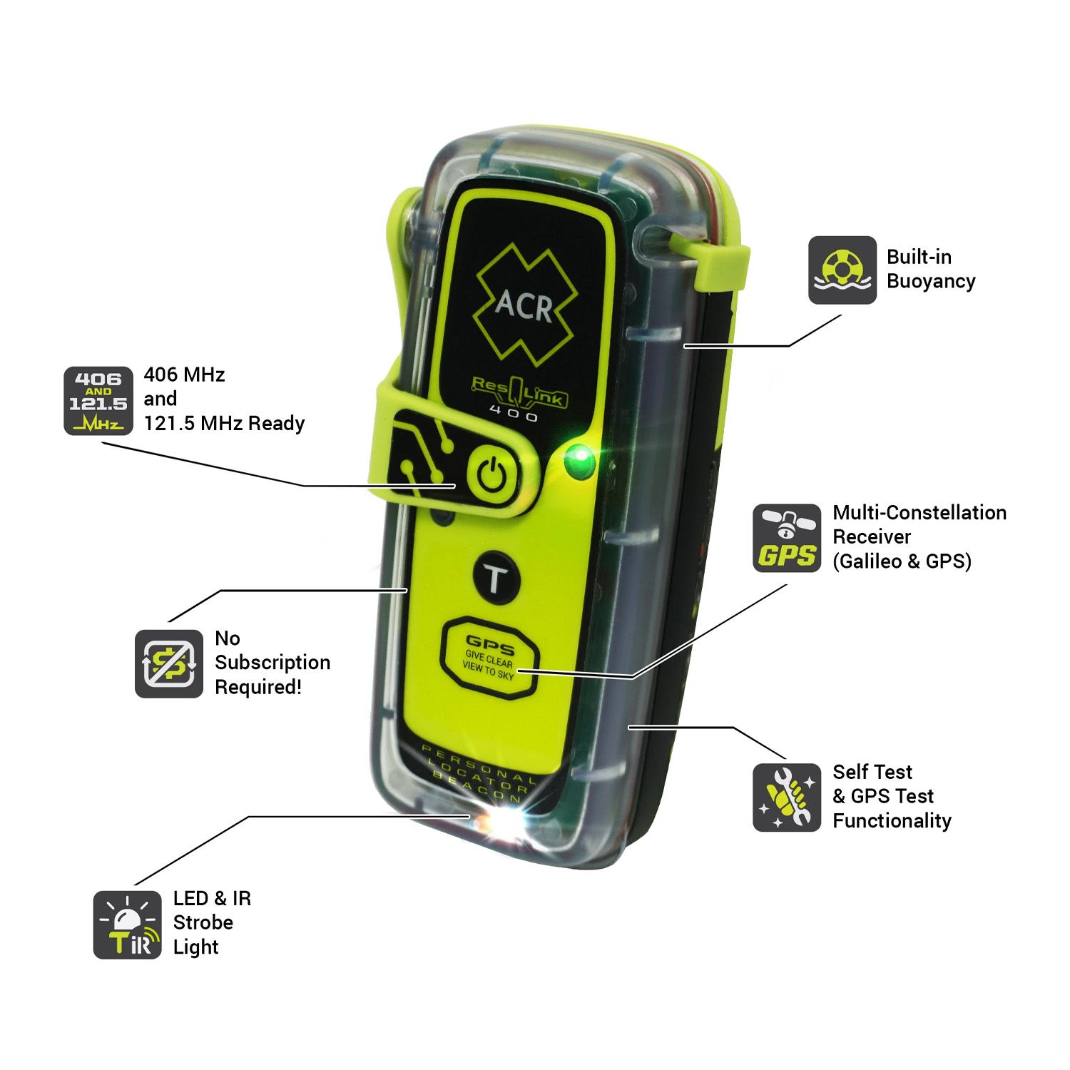 ACR 3330066 (ACR2921) PLB-400 RESQLINK 406 GPS Personal Locator Beacon – image 2