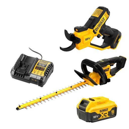 DeWalt DCKO005P1-XE 18V XR 5.0Ah Li-ion Cordless Power Pruner Shears + Hedge Trimmer Value Combo Kit – image 2