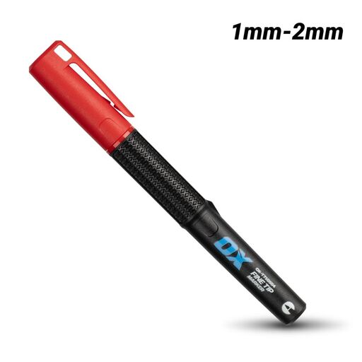 OX Tools OX-T710504 OX TuffMark 1mm-2mm Construction Marker Fine – Red