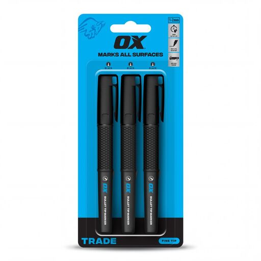 OX Tools OX-T710601 3-Pack OX TuffMark 1mm-2mm Construction Marker Fine – Black – image 6