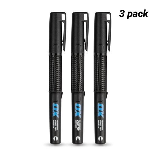 OX Tools OX-T710601 3-Pack OX TuffMark 1mm-2mm Construction Marker Fine – Black