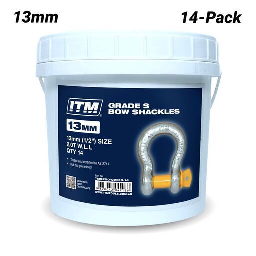 ITM TM9220-02013-14 14-Pack Yellow Pin GS Screw Pin 2 Tonne 13mm Body Bow Shackles