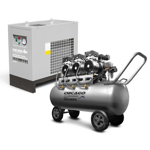 Chicago Air CRCAD1500+HUSH100 220V 1.5m3/min Refrigerated Compressed Air Dryer & 100L Silenced Air Compressor – image 2
