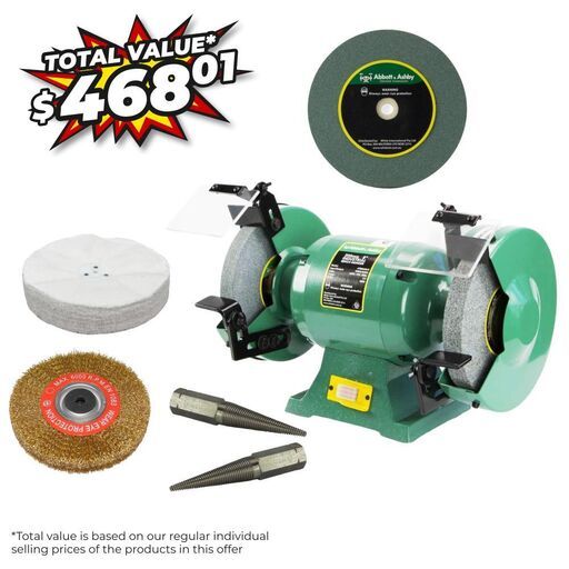 Abbott & Ashby ATBG600/8-KIT1 600W 200mm (8") Bench Grinder Industrial Workshop Station