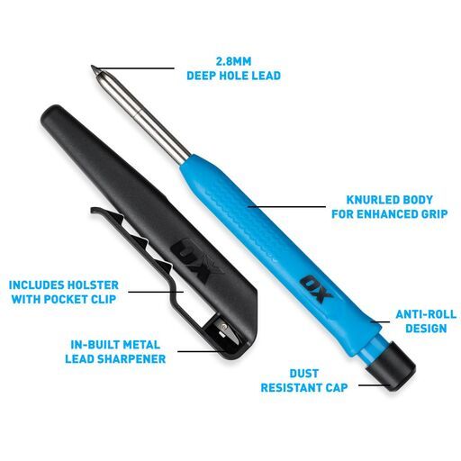 OX Tools OX-P711302 OX Pro Tuff Carbon Deep Hole Construction Pencil & Replacement Leads – image 2