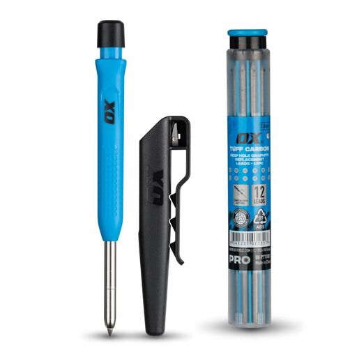 OX Tools OX-P711302 OX Pro Tuff Carbon Deep Hole Construction Pencil & Replacement Leads