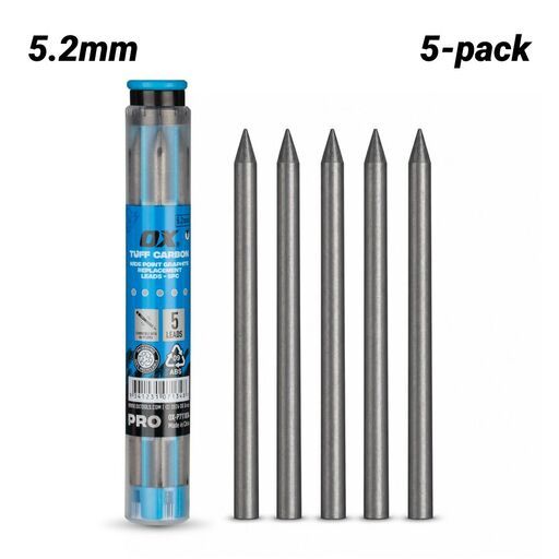 OX Tools OX-P711004 5-Pack 5.2mm OX Pro Tuff Carbon Wide Point Replacement Leads - Graphite