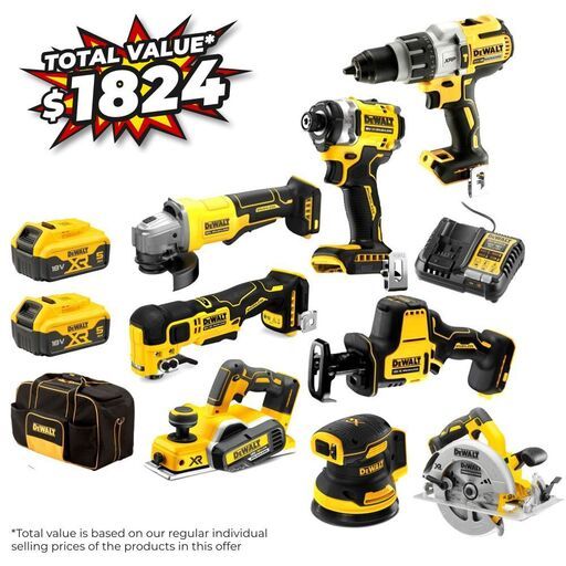 DeWalt DCZ588P2ST-XE 18V XR 5.0Ah Li-ion Cordless Brushless 8pce Combo Kit Value Pack