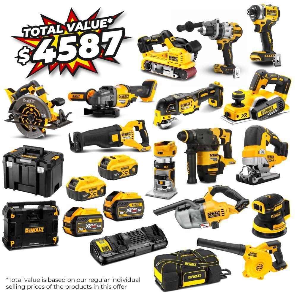 DeWalt DCZ1601P2X2ST-XE 18V/54V 5.0Ah-9.0Ah XR Mixed Voltage 16pce Mega Combo Kit Value Pack – image 1