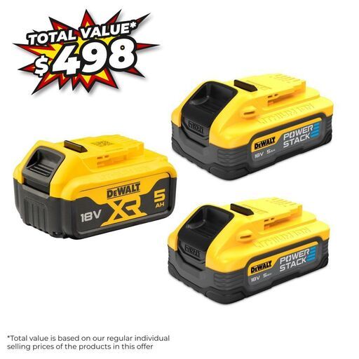 DeWalt DCBP518H3ST-XJ 3-Pack 18V 5.0Ah XR Li-ion Compact PowerStack & Slide Battery Pack
