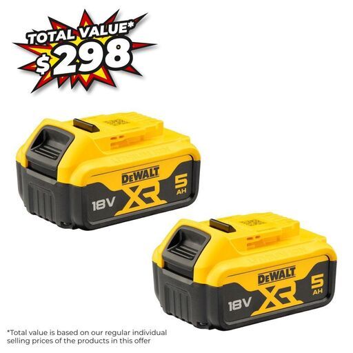 DeWalt DCB1842ST-XJ 2-Pack 18V 5.0Ah XR Li-Ion Cordless Slide Battery