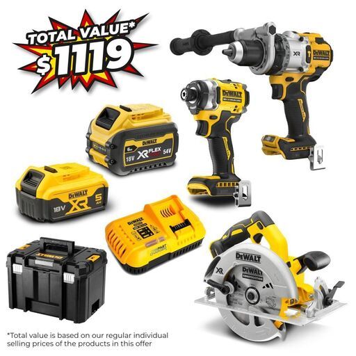 DeWalt DCK2201P1T1ST-XE 18V 5.0Ah XR Cordless Brushless 3pce Combo Kit