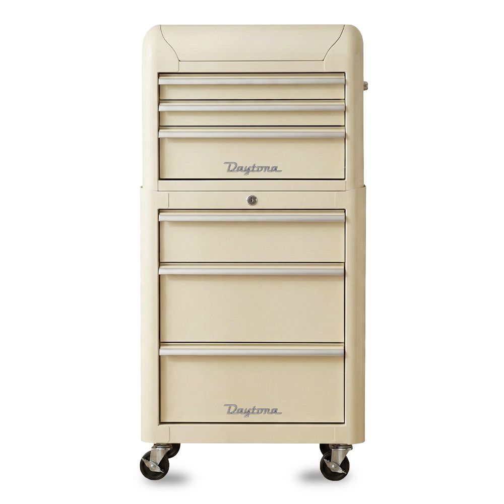 [Pre-Order] Daytona D3DSCCM+D3DSBCM 24" 3 Drawer Storage Chest + 24" 3 Drawer Retro Storage Roller Cabinet - Pastel Cream – image 1