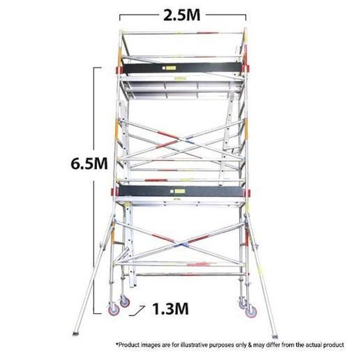 Climbrite CLI65D 2.5m x 1.3m x 6.5m Double Width Aluminium Mobile Scaffold
