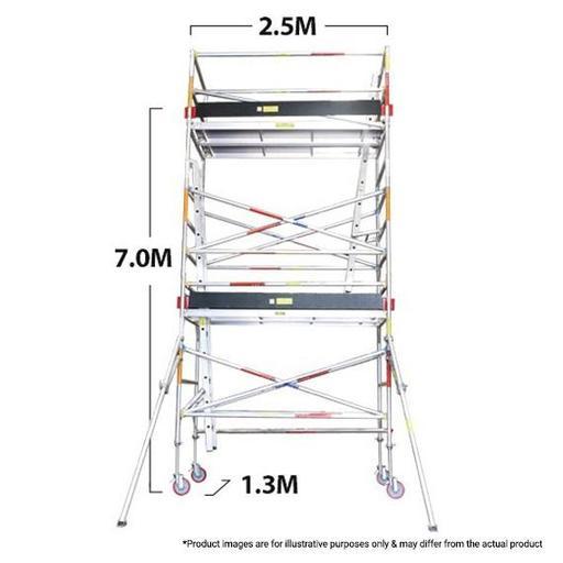 Climbrite CLI7D 2.5m x 1.3m x 7m Double Width Aluminium Mobile Scaffold