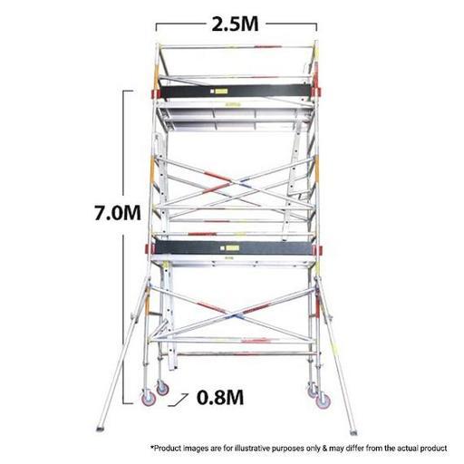 Climbrite CLI7S 2.5m x 0.8m x 7m Single Width Aluminium Mobile Scaffold