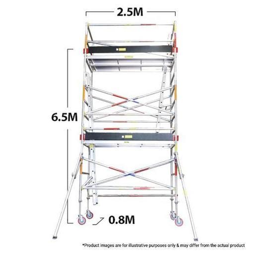 Climbrite CLI65S 2.5m x 0.8m x 6.5m Single Width Aluminium Mobile Scaffold