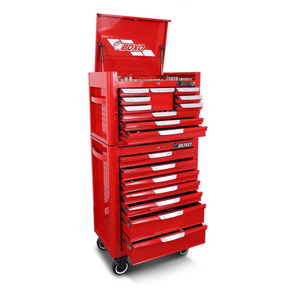 Boxo BOX743 743 Pce 17 Drawer Top and Bottom Mechanical Tool Kit On Wheels