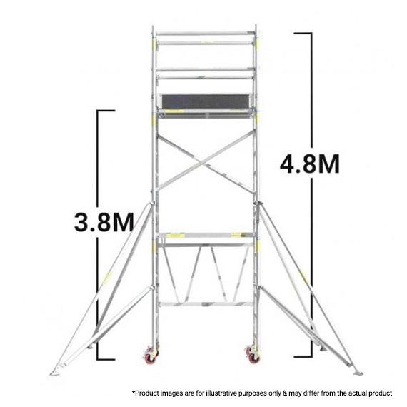 Climbrite CLIWV35 Aluminium V-Frame Foldable 1400mm x 1300mm Double Width 3.8m Scaffold – image 1