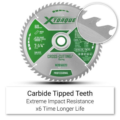 Xtorque WZ1856020 185mm (7-1/4") 60-Tooth Wood Finishing/Trim Carbide Tipped Saw Blade – image 2