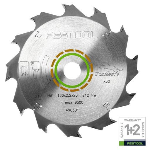 Festool 496301 (HW 160X2.2X20 PW12) 160mm (6-1/4") 12-Teeth Wood Ripping/Crosscutting Saw Blade