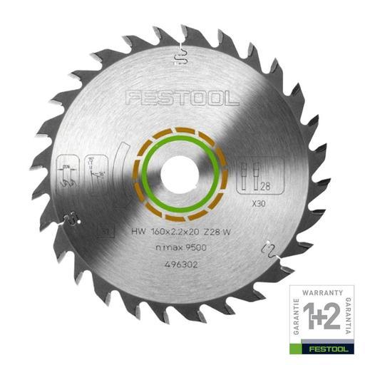 Festool HW 160X2.2X20 W28 (496302) 160mm (6-1/4") 28-Teeth Wood Saw Blade