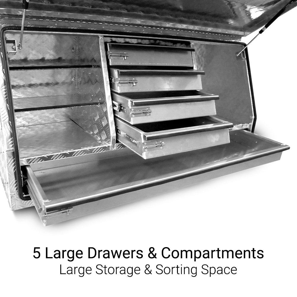 Daytona TB1700D 1700 x 500 x 700mm Aluminium Ute Box with 5 Drawers