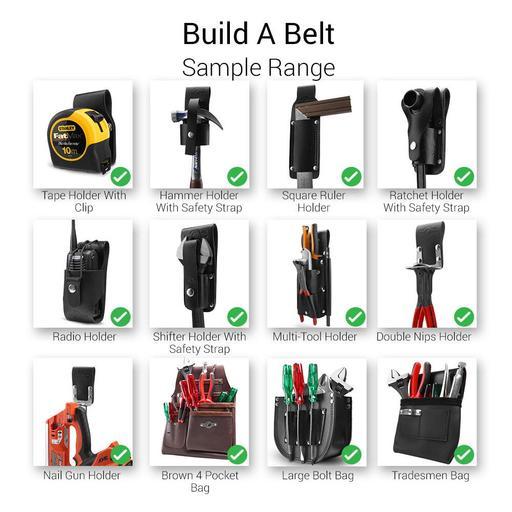 Bluetongue BLU4156-C Black Leather Heavy Duty Tool Belt With Back Support Carpenter Kit – image 18
