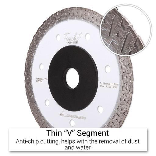 Shinhan S105TT 105mm (4") Porcelain & Tile Ultra Thin Turbo Plus Diamond Saw Blade – image 3
