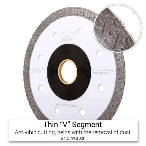 Shinhan S115TT 115mm (4-1/2") Porcelain & Tile Ultra Thin Turbo Plus Diamond Saw Blade – image 3