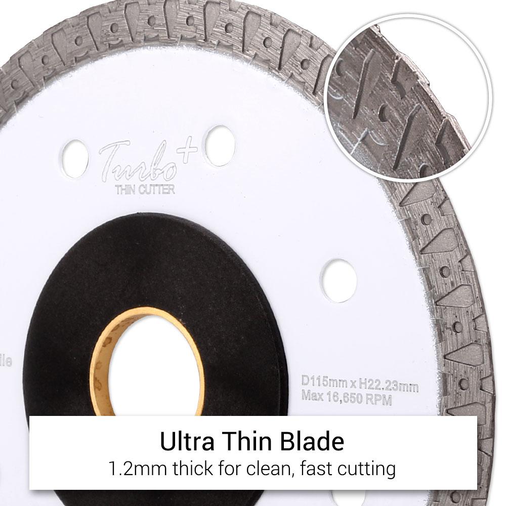 Shinhan S115TT 115mm (4-1/2") Porcelain & Tile Ultra Thin Turbo Plus Diamond Saw Blade – image 6