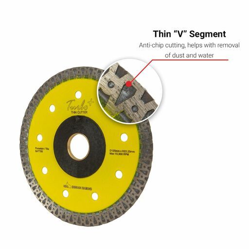 Shinhan S125TT 125mm (5") Porcelain & Tile Ultra Thin Turbo Plus Diamond Saw Blade – image 4