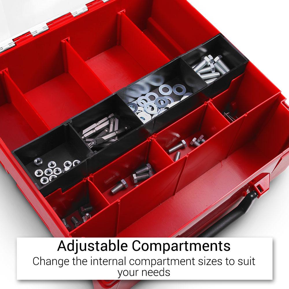 Xtorque XT003C 130mm Deep Storage Organiser Box with Clear Lid and Adjustable Compartments – image 2