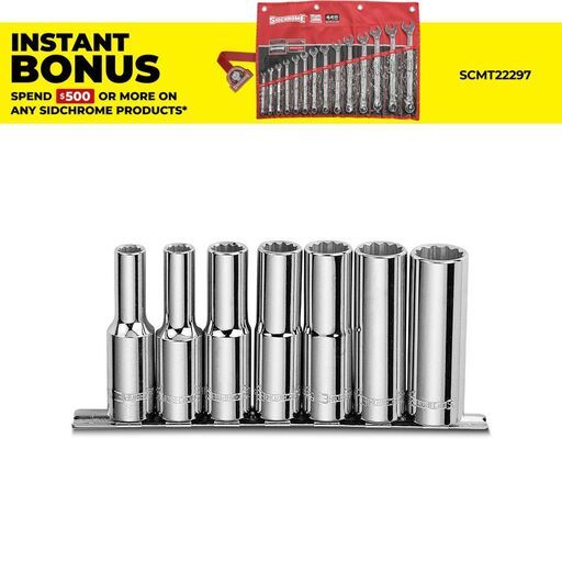 Sidchrome SCMT14451 7pce 1/2" Drive AF Deep Socket Set