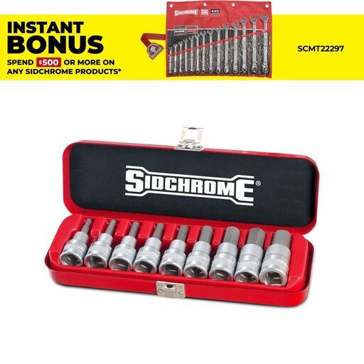 Sidchrome SCMT14465 9pce 1/2” Drive Imperial In-Hex Socket Set