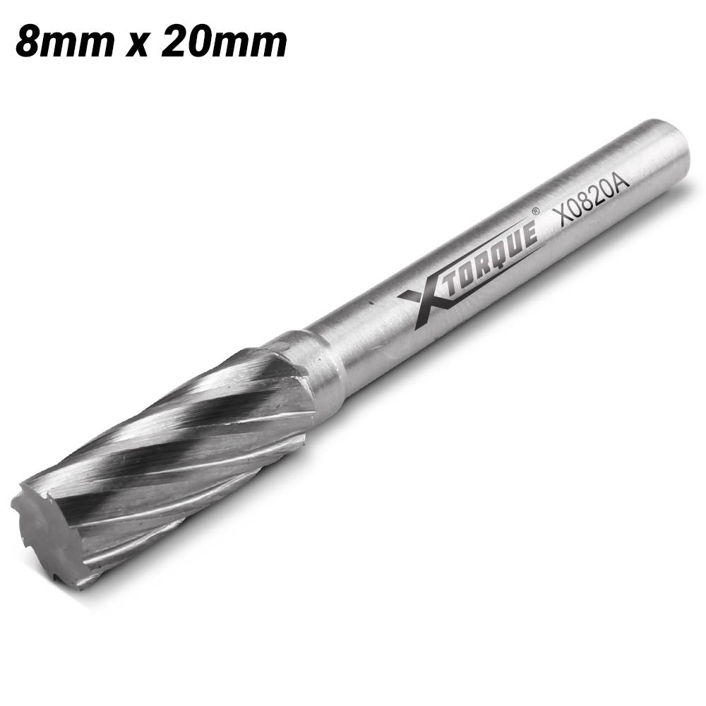 Xtorque X0820A 8mm x 20mm 1/4" Shank Tungsten Carbide Cylindrical Plain End Non-Ferrous Aluminium Burr – image 1