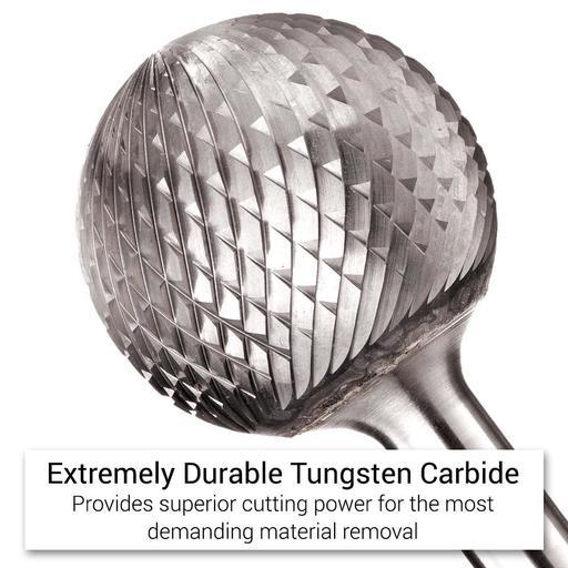 Xtorque XD0605 6mm x 5mm 1/4" Shank Tungsten Carbide Ball Head Double Cut Burr – image 3
