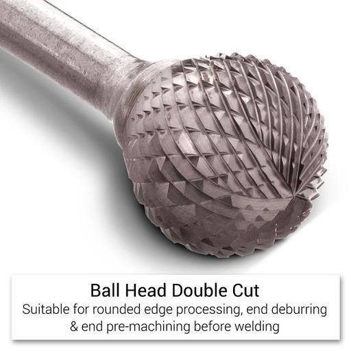 Xtorque XD1211 12mm x 11mm 1/4" Shank Tungsten Carbide Ball Head Double Cut Burr – image 4