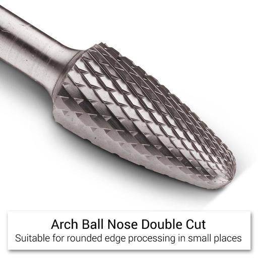 Xtorque XF1225 12mm x 25mm 1/4" Shank Tungsten Carbide Tree Shape Arch Ball Nose Double Cut Burr – image 4