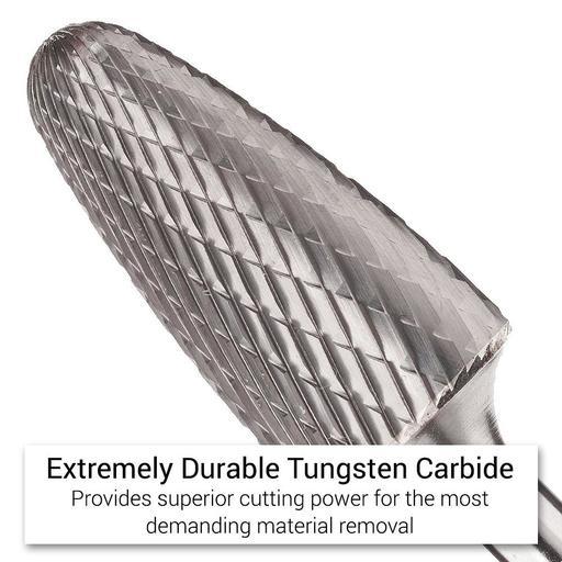 Xtorque XF1225 12mm x 25mm 1/4" Shank Tungsten Carbide Tree Shape Arch Ball Nose Double Cut Burr – image 3