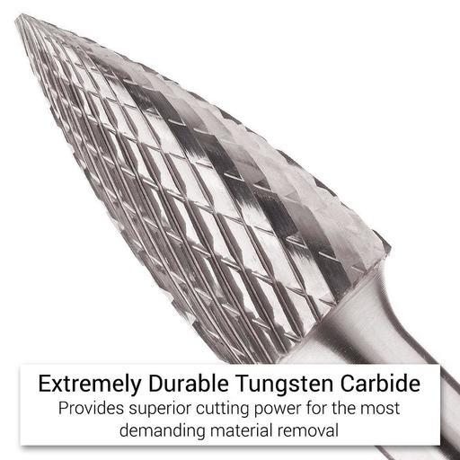 Xtorque XG0618 6mm x 18mm 1/4" Shank Tungsten Carbide Tree Shape Arch Pointed Nose Double Cut Burr – image 3
