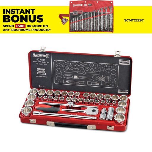 Sidchrome SCMT14105 40pce 1/2” Drive Metric & Imperial Socket Set